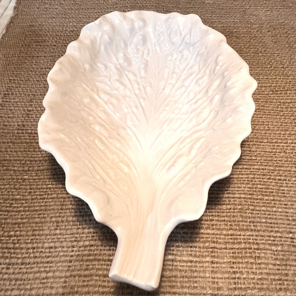 Vintage Mirimar of California Ceramic Cabbage Bowl & Leaf Set White 334 & 335 - Picture 3 of 14